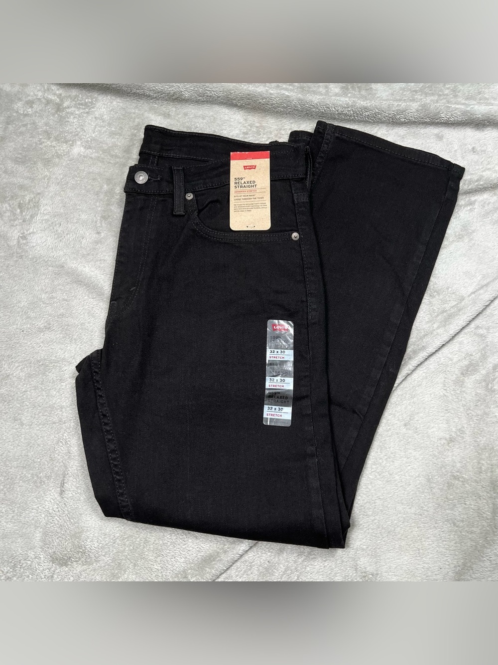 NWT Levi's 559 Relaxed Straight Jeans Mens 33x30 Black Denim Stretch Skater
